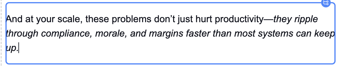 Targeted message for an enterprise company