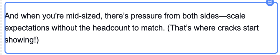 Targeted message for a mid-size company