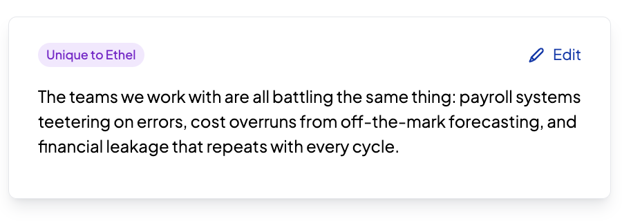 Unique snippet for a VP Finance