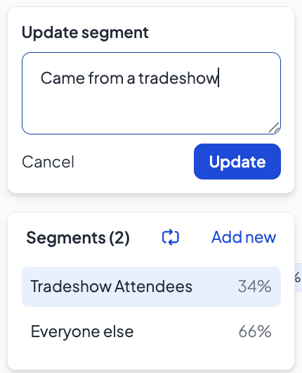 Type in "came from a tradeshow"
